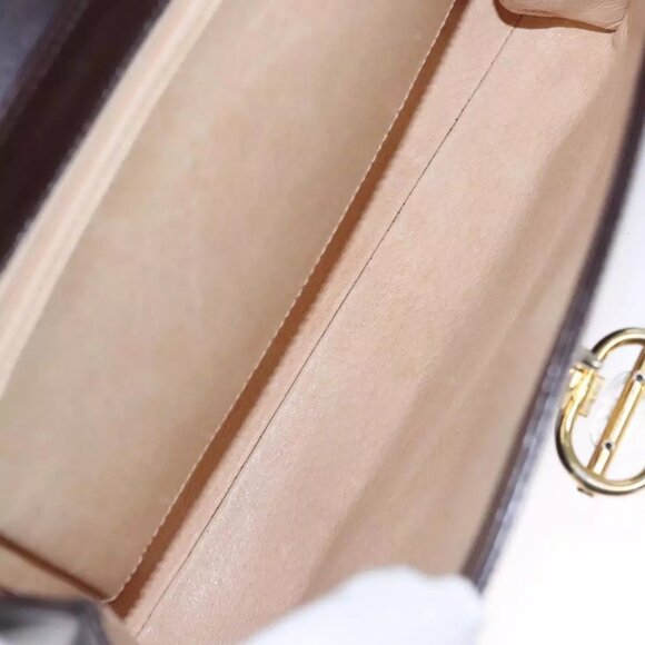 GUCCI Chain Shoulder Bag Leather Brown Gold Auth ep7469 - Picture 13 of 16